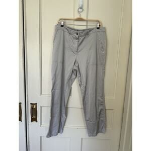 Lafayette 148 Cargo Style Pants Womens Size 14 Silver Satin Silky Straight Leg